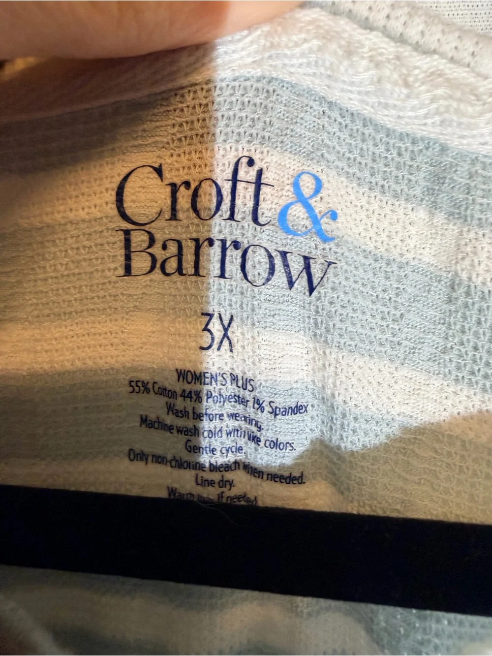 croft & barrow Light Blue and White Striped Long-Sleeve Crewneck - Picture 2 of 10